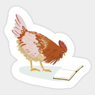 Chicken Reading Sticker